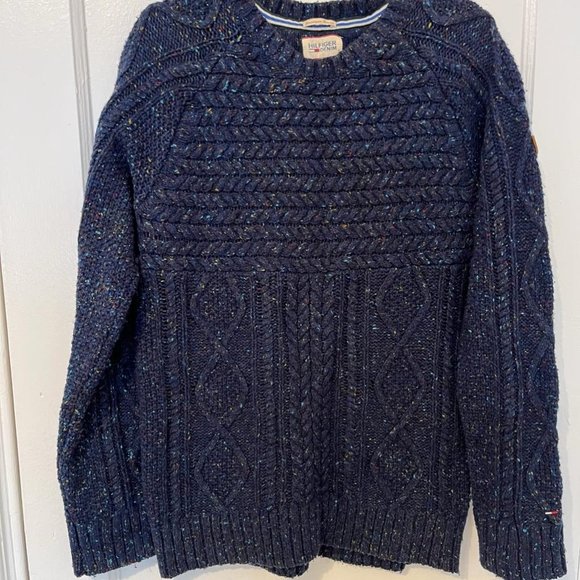 Vintage Tommy Hilfiger Wool Blend Knit Sweater, Speckled Navy Blue, US XL - Picture 2 of 7